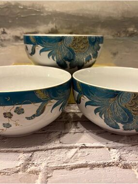 Set of 3 222 Fifth Eliza- Teal Bowls